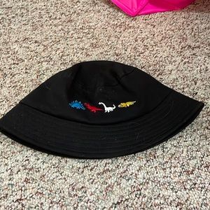 Black dinosaur bucket hat